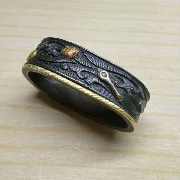 刀装具　美品海図貝づくし【縁、栗形、頭？鐺】 刀装具 海図貝づくし縁、栗形、頭？鐺 刀装具 美品海図貝